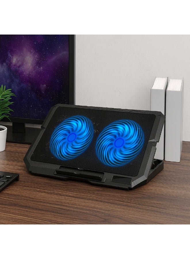 Utopia UC-502 ultra-thin laptop cooler with dual 14cm fans – LED lighting – dual USB ports – compatible with up to 17-inch laptops - Image 5