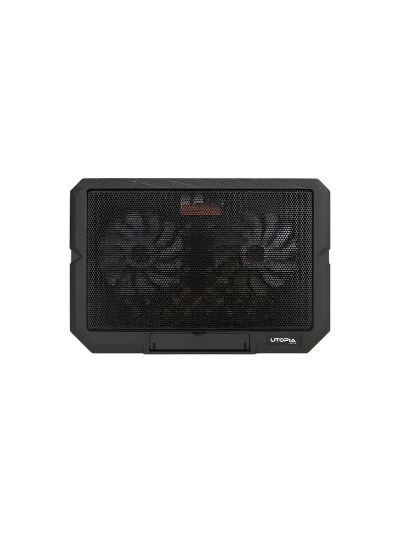Utopia UC-502 ultra-thin laptop cooler with dual 14cm fans – LED lighting – dual USB ports – compatible with up to 17-inch laptops - Image 3