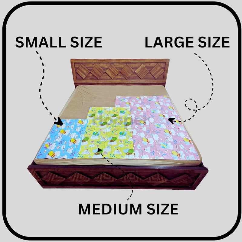 Hooper Water Proof Bed Protector for Baby Urine - Plastic Sheet for Bed Wetting -Thin, Soft, Easy to Fold & Carry, Large Size, Pack of 3, Assorted Trendy Prints, Design2 - Image 4