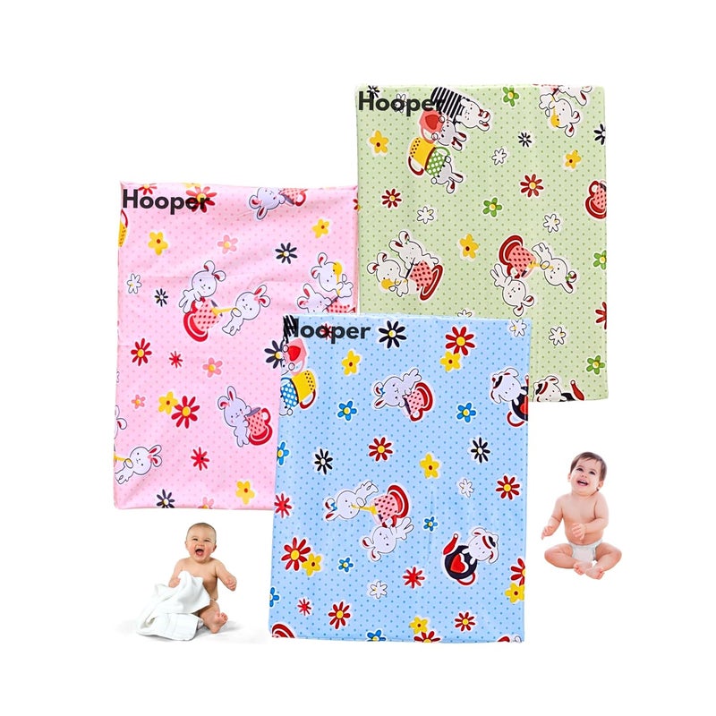 Hooper Water Proof Bed Protector for Baby Urine - Plastic Sheet for Bed Wetting -Thin, Soft, Easy to Fold & Carry, Large Size, Pack of 3, Assorted Trendy Prints, Design2 - Image 1