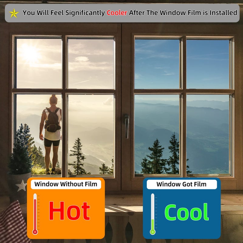FuFin One-Way Window Privacy Film with Free Installation Tools,Premium PET Material,Heat Control 99% UV Blocking and Privacy Protection Window Film.Window Tint for Home Office (Silver 17.5"Ã—78.7") - Image 4