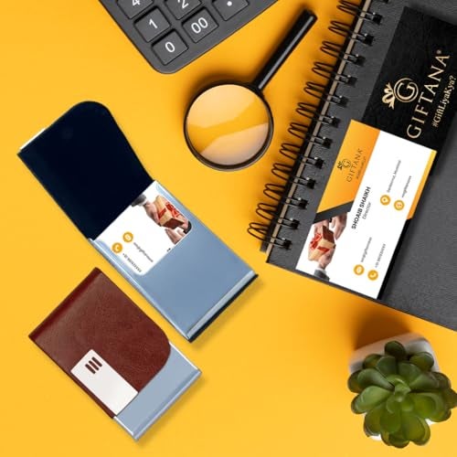 Giftana Card Holder/Visiting/Debit/Credit Business Card Holders for Men and Women, Steel Slim Pocket Card Holder with Magnetic Shut, Birthday Gifts, Corporate Gift for Employees (Brown) - Image 2