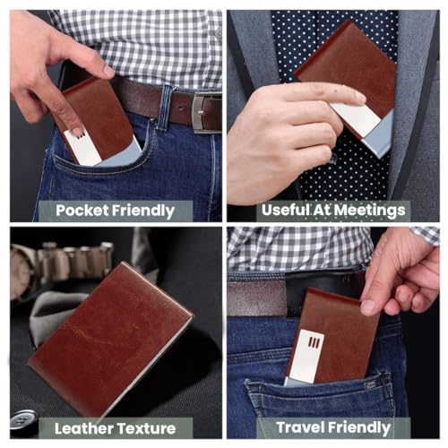 Giftana Card Holder/Visiting/Debit/Credit Business Card Holders for Men and Women, Steel Slim Pocket Card Holder with Magnetic Shut, Birthday Gifts, Corporate Gift for Employees (Brown) - Image 4