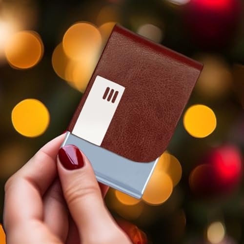 Giftana Card Holder/Visiting/Debit/Credit Business Card Holders for Men and Women, Steel Slim Pocket Card Holder with Magnetic Shut, Birthday Gifts, Corporate Gift for Employees (Brown) - Image 3