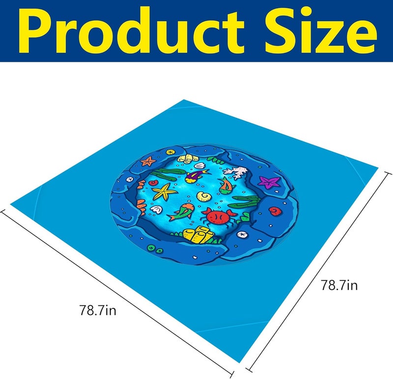RunNico 6.6 x 6.6 Ft Portable Baby Beach Pool, Waterproof Beach Pool Blanket for Toddler with Water Bag, Collapsible Beach Puddle Mat for Boys Girls Kids Infant Outdoor Summer Vacation - Image 2