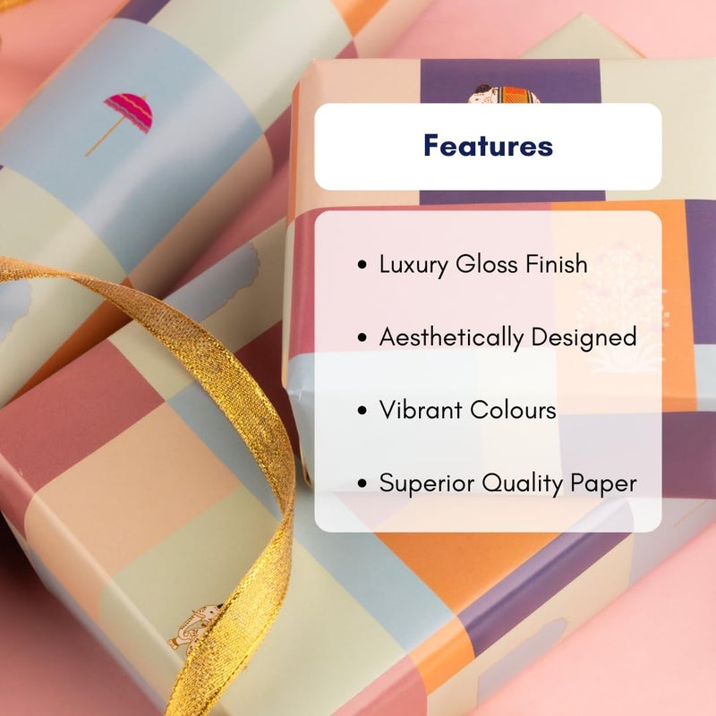 Be Stories The Abstract Colorful Design Wrapping/Laminated Art Paper Sheet 100 Gsm For Gift Packing For All Occasions Like Birthday, Diwali, Chirtsmas, 28 Inches X 20 Inches Of 5-Sheets,Multicolor - Image 3