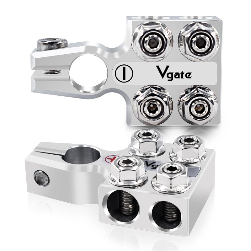 Vgate 8-Way Lead Acid Battery Terminal Connector, AGM Post Terminal Ends, 8AWG up to 4/0(XL) AWG Gauge, Positive & Negative for SAE/DIN/EN Tapered Top Post - Image 1