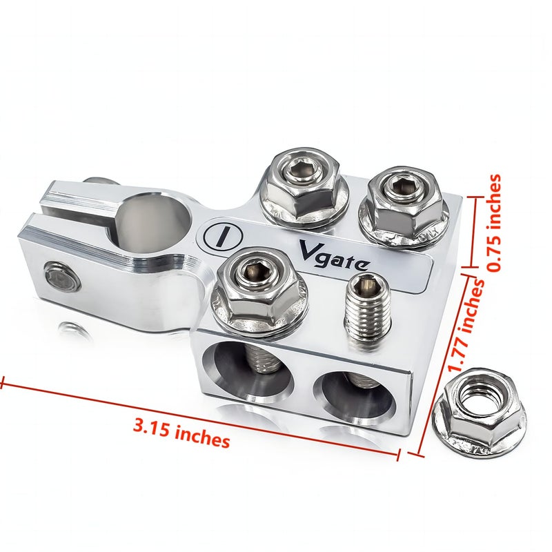 Vgate 8-Way Lead Acid Battery Terminal Connector, AGM Post Terminal Ends, 8AWG up to 4/0(XL) AWG Gauge, Positive & Negative for SAE/DIN/EN Tapered Top Post - Image 2