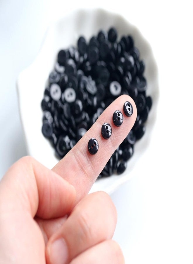 GANSSIA 150pcs 6mm (0.24 inch) Mini Size Black Buttons for Sewing 2 Holes Small Button for Garments Sewing or DIY Crafts Scrapbooking - Image 2