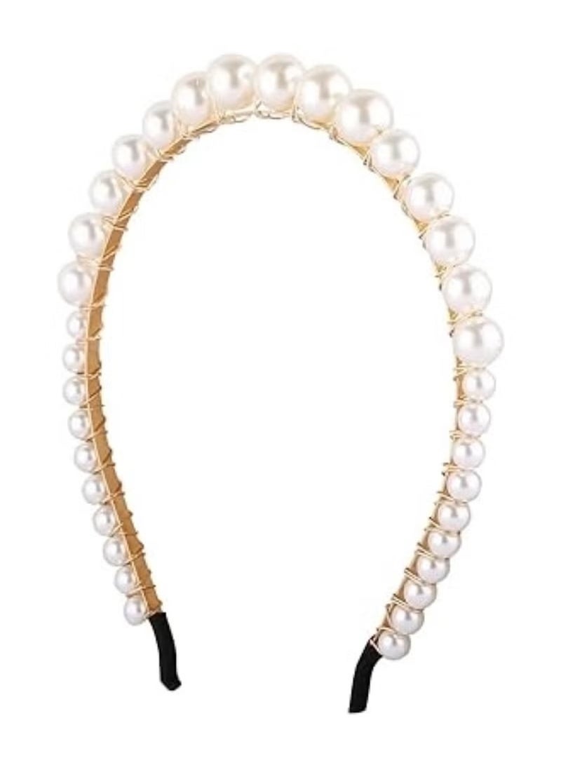 Huitich Elegant Pearl Headband for Girls – White Hair Accessory  - Image 1