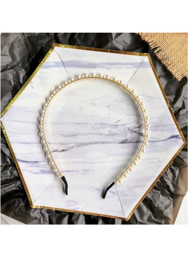 Huitich Elegant Pearl Headband for Girls – White Hair Accessory  - Image 4