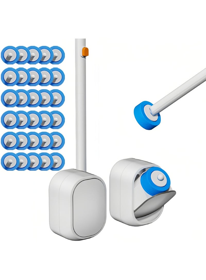 Disposable Toilet Brush with 30 Replacement Brush Heads Hygienic Bathroom Cleaning Set for Effortless & Sanitary Toilet Maintenance - Image 1