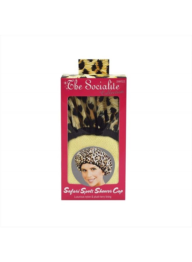 Betty Dain Reusable Nylon Shower Cap & Bath Cap, Reversible Oversized Waterproof Shower Caps Large Designed for all Hair Lengths w Terry Lining & Elastic Band Stretch Hem Hair Hat - Socialite Safari Spots - Image 5