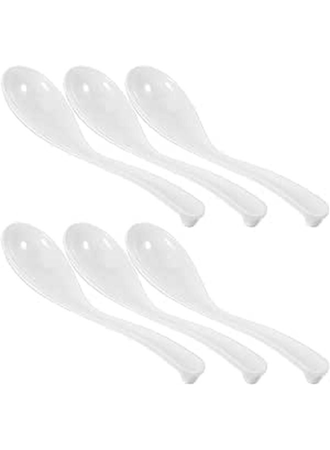 Melamine Soup Spoons Set of 6 White Ramen Ladles for Restaurant Catering - Image 1