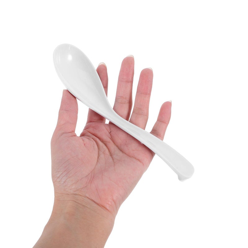 Melamine Soup Spoons Set of 6 White Ramen Ladles for Restaurant Catering - Image 5
