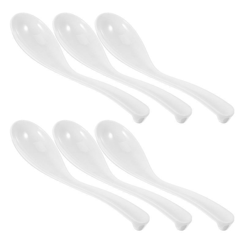 Melamine Soup Spoons Set of 6 White Ramen Ladles for Restaurant Catering - Image 2