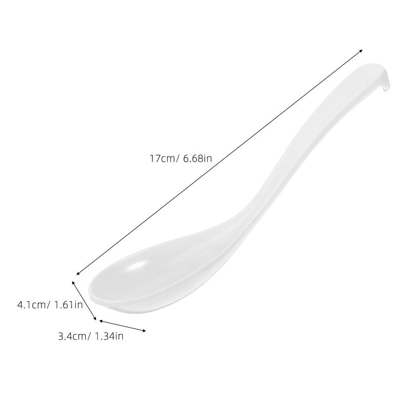 Melamine Soup Spoons Set of 6 White Ramen Ladles for Restaurant Catering - Image 3