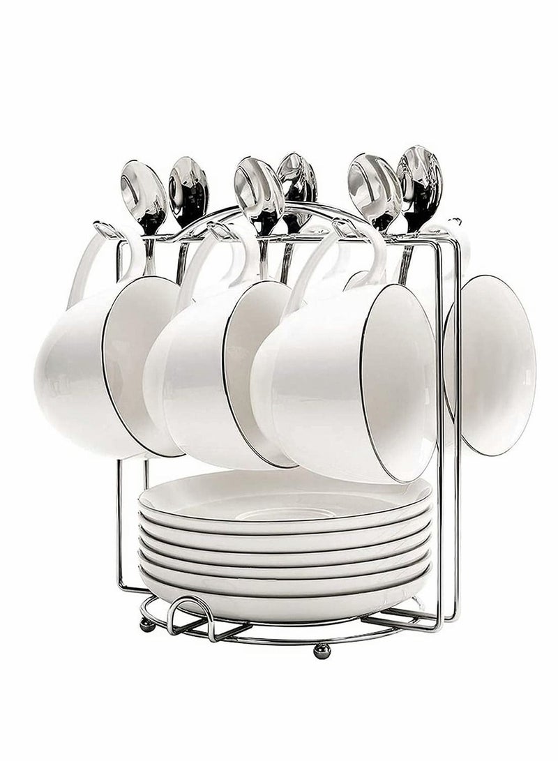 Coffee Cup Holder, Stainless Steel Display And Organizer Plate Organizer, Creative Kitchenware Storage Holder For Kitchen Counter, Cabinet, Table (6 Cups 6 Plates, Silver) - Image 1