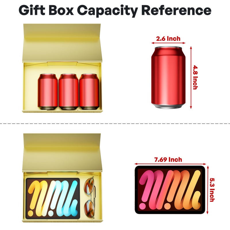 RYDDOY Gold Gift Box, 9.5x6x3'' Gift boxes for Presents with Lids Magnetic Closure Rectangle Collapsible for Bridesmaid Proposal Box, Wedding, Christmas, Halloween, Birthday Gift Packging - Image 3