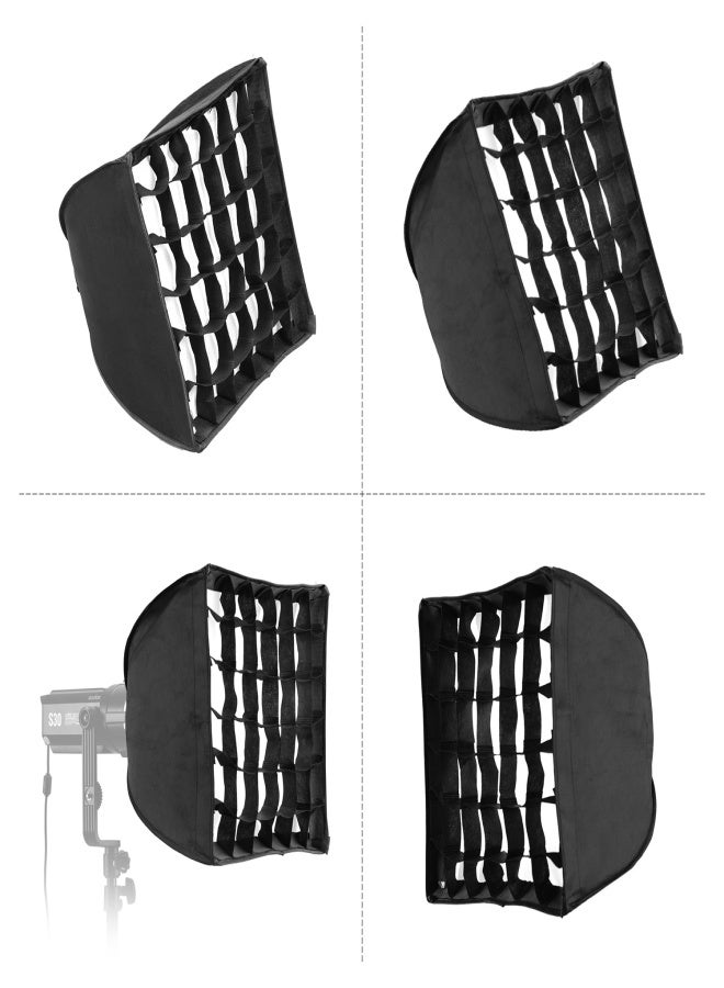 صندوق إضاءة ناعمة بمقاس 30 × 30 سم / 11.8 × 11.8 بوصة مع شبكة، متوافق مع مصباح الفيديو LED Godox S30 للتركيز - Image 5