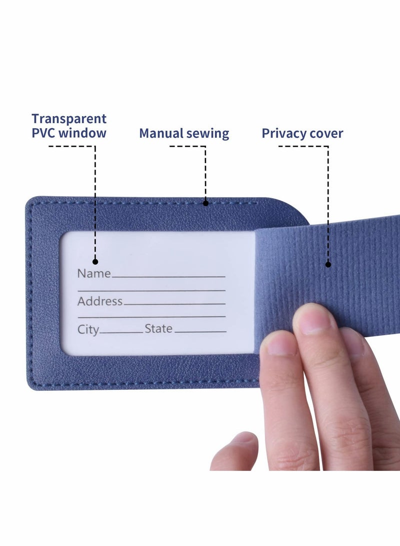 KASTWAVE Luggage Tags, 5 Pcs PU Leather Personalized Suitcase Tag Set, Travel Tags with Name ID Card and Sturdy Buckle Straps, Suitcases Identifier ID Labels for Men Women - Image 3