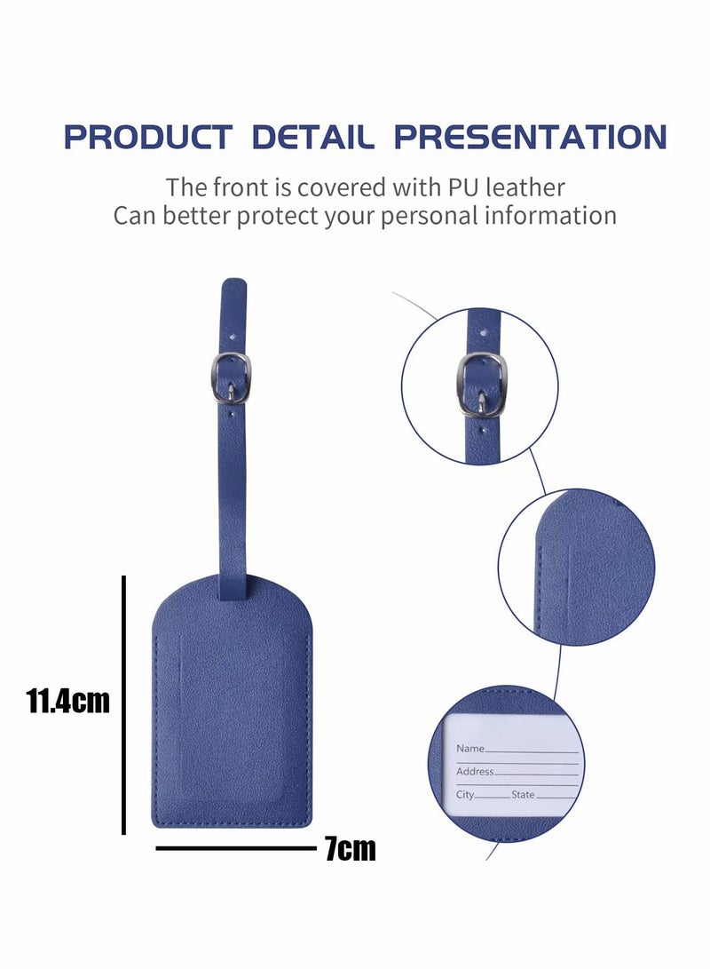 KASTWAVE Luggage Tags, 5 Pcs PU Leather Personalized Suitcase Tag Set, Travel Tags with Name ID Card and Sturdy Buckle Straps, Suitcases Identifier ID Labels for Men Women - Image 2