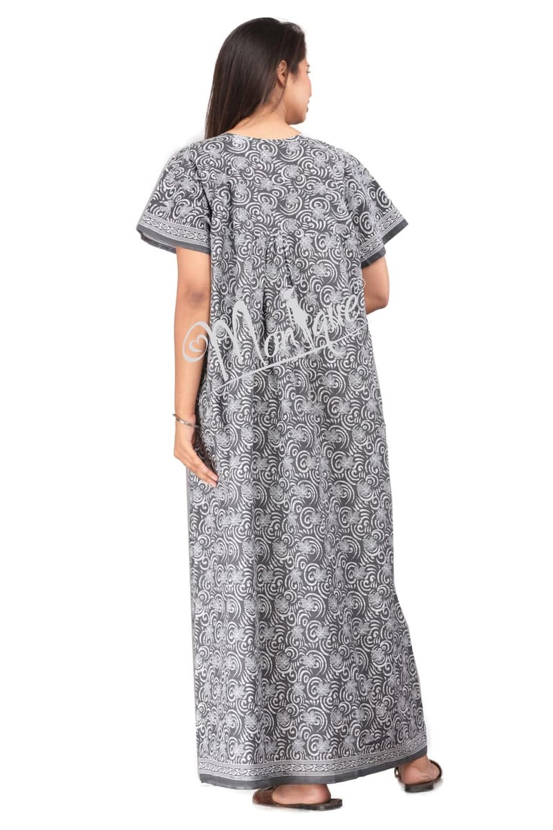 Monique Brand Cotton Nighty for Women — Floral Printed Stylish Night Gown, Comfortable Sleepwear Long Nightwear, Maxi- Free Size (Size - M to XXL-44) - Image 4