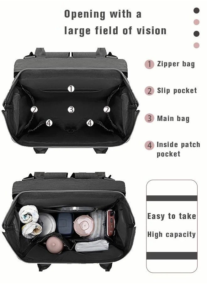 MIXDE Baby Diaper Bag Backpack, Multifunction Diapers Changing Station & Toy Bar for Outdoor and Travel, Infant Shower Gifts, Large Capacity, USB Port, 3 Toys  - Image 2