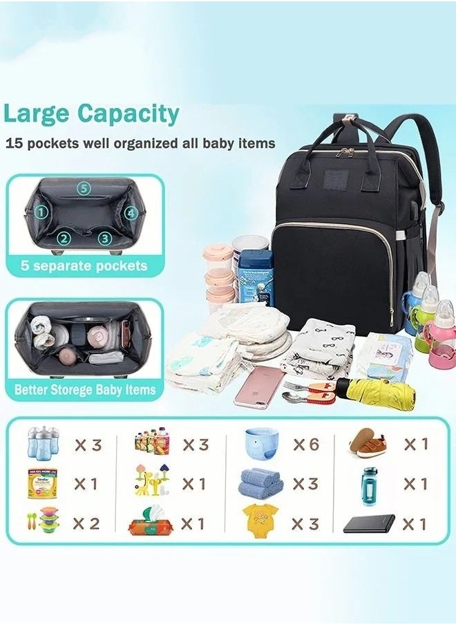 MIXDE Baby Diaper Bag Backpack, Multifunction Diapers Changing Station & Toy Bar for Outdoor and Travel, Infant Shower Gifts, Large Capacity, USB Port, 3 Toys  - Image 3