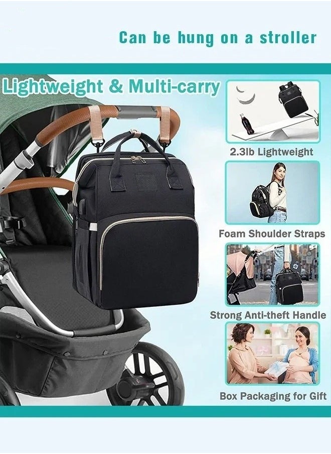 MIXDE Baby Diaper Bag Backpack, Multifunction Diapers Changing Station & Toy Bar for Outdoor and Travel, Infant Shower Gifts, Large Capacity, USB Port, 3 Toys  - Image 5