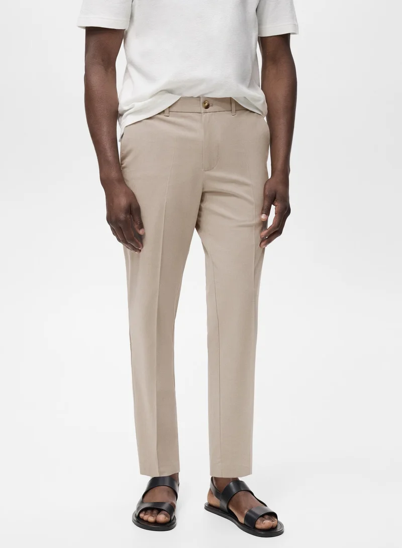 Mango Man Bologna slim cropped comfort stretch trousers