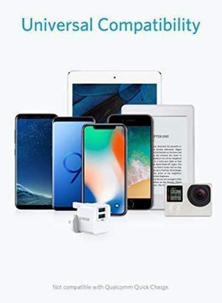 USB Plug,  PowerPort mini Dual Port USB Charger, Compact Wall Charger Cube, For iPhone 16/15/14/13/12/11 Pro Max, Galaxy S25/S24/S23/S22/Note20, HTC, LG, and More White - view 5