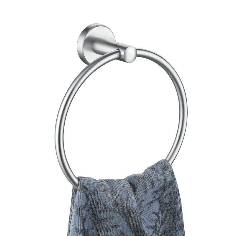 JQK Towel Ring 304 Stainless Steel Hand Towel Holder for Bathroom Brushed Finished Wall Mount TR130BN