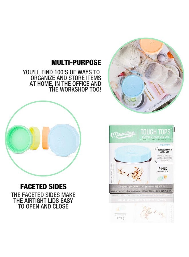 Masontops Tough Tops - Regular Mouth Mason Jar Lids BPA-Free Multi Color Plastic Reusable Dry Canning fit Ball Jars (Ball not included) - Image 3