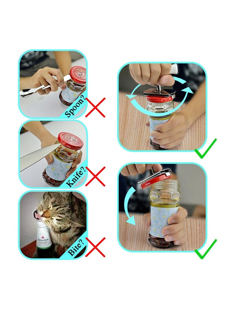 Stainless Steel Energy-Saving Flexible Spiral Gear Jar Opener With Abs Rotate Handle, Suitable For Opening 1-4 Inches Bottle Can