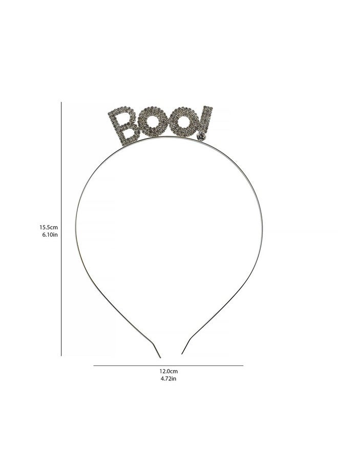 Lux Accessories LUX ACCESSORIES Halloween Silver-Tone Bling Boo! Fashion Headband  - Image 2