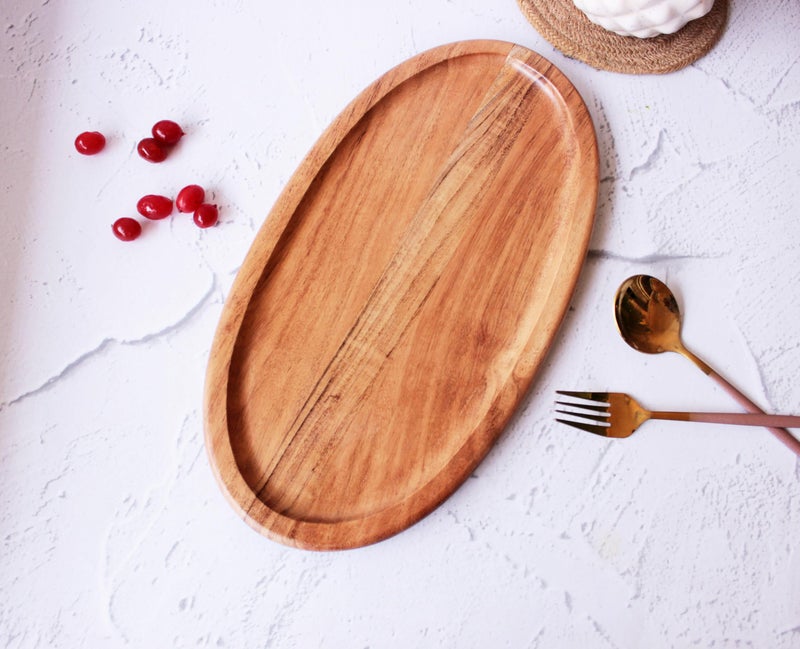 Monstera Hut -Serene Oval Serving Platter - Nature's Elegance in Acacia Wood. (Size 36 x 18 x 1.5 cm) - Image 2