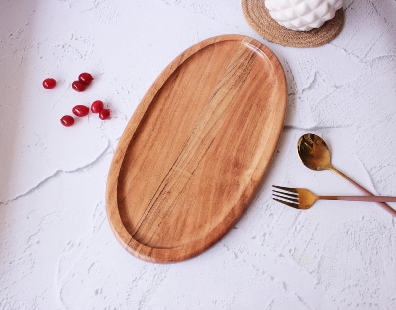 Monstera Hut -Serene Oval Serving Platter - Nature's Elegance in Acacia Wood. (Size 36 x 18 x 1.5 cm) - Image 5