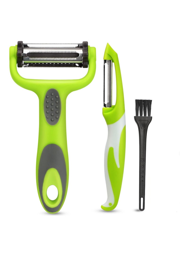 KASTWAVE Fruit Potato Peelers Sets for Kitchen, Vegetable Peeler with Non-slip Handle,  I and Y Type Peeler Stainless Steel Blades for Apple Fruit Cucumber Carrot Potatoes, 3 Pcs - Image 1