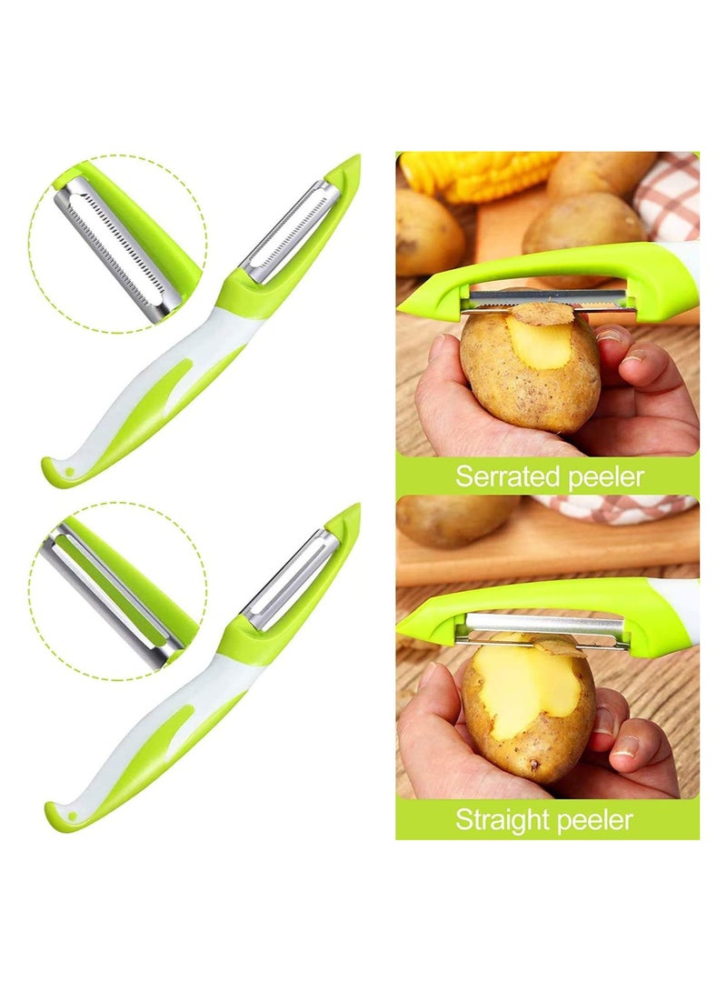 KASTWAVE Fruit Potato Peelers Sets for Kitchen, Vegetable Peeler with Non-slip Handle,  I and Y Type Peeler Stainless Steel Blades for Apple Fruit Cucumber Carrot Potatoes, 3 Pcs - Image 3