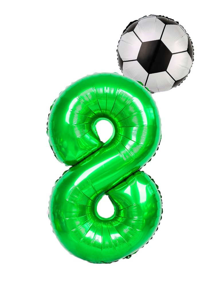 DecoLoral DECOR ME Football  Soccer Birthday Party Decorations Soccer Ball Number Balloon Soccer foil Balloon Green Balloon for Soccer Themed Celebration No 8 - Image 1