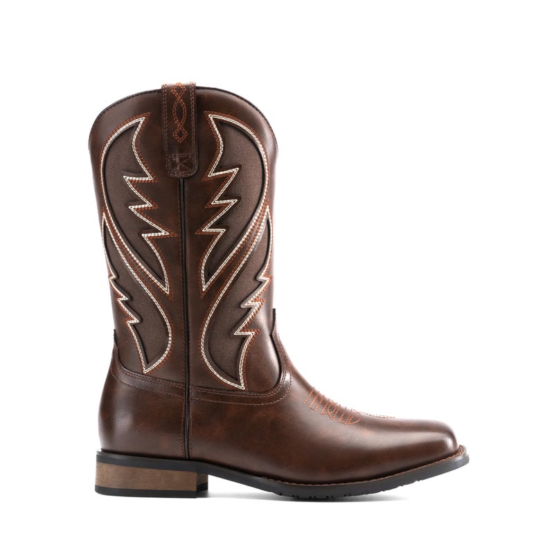 Bruno Marc Men's Durable Cowboy Classic Slip on Western Boots with Chic Embroidered Durable Short Fashionable Western Boots,Size 11,Coffee,BMUMMB2501 - Image 3