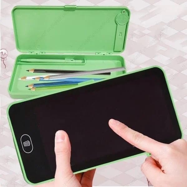 KRySt LCD Writing Tablet Pencil Box for Kids – Multi-Functional Drawing Board Case with Erase Button and Stationery Storage for School and Home Use (Green) - Image 2