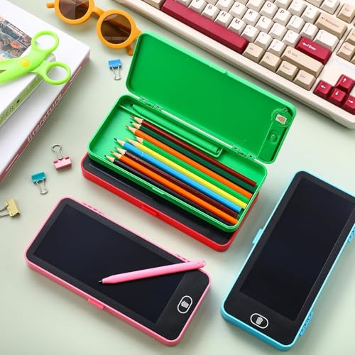 KRySt LCD Writing Tablet Pencil Box for Kids – Multi-Functional Drawing Board Case with Erase Button and Stationery Storage for School and Home Use (Green) - Image 4