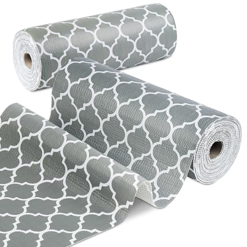 GOPAS Shelf Liner for Kitchen Cabinets Non-Adhesive 12in X 10FT Cabinet Liners for Shelves Waterproof Thick Strong Grip Non Slip Drawer Liner Contact Paper for Cupboard Easy to Clean,Gray Lantern - Image 1