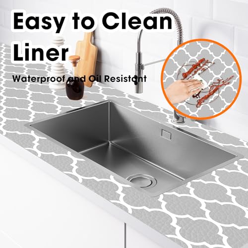 GOPAS Shelf Liner for Kitchen Cabinets Non-Adhesive 12in X 10FT Cabinet Liners for Shelves Waterproof Thick Strong Grip Non Slip Drawer Liner Contact Paper for Cupboard Easy to Clean,Gray Lantern - Image 3