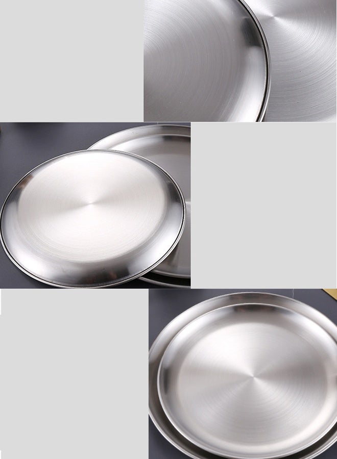 Round Dinner Plate Silver - 23cm  Stainless Steel Plates, - Mirror Polished, Dishwasher Safe, Rust-Resistant Silverware Plates for Home, Camping & Parties - Reusable Metal Plates for Everyday Meals & Formal Dining  - Image 5