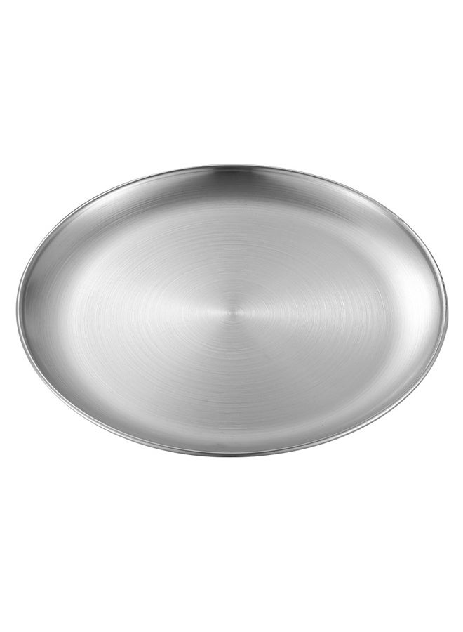 Round Dinner Plate Silver - 23cm  Stainless Steel Plates, - Mirror Polished, Dishwasher Safe, Rust-Resistant Silverware Plates for Home, Camping & Parties - Reusable Metal Plates for Everyday Meals & Formal Dining  - Image 4