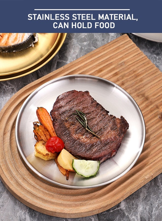 Round Dinner Plate Silver - 23cm  Stainless Steel Plates, - Mirror Polished, Dishwasher Safe, Rust-Resistant Silverware Plates for Home, Camping & Parties - Reusable Metal Plates for Everyday Meals & Formal Dining  - Image 3