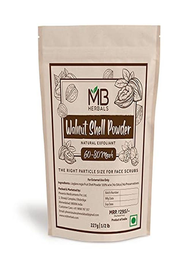 MB Herbals Walnut Shell Powder 8 Oz / 0.5 Lb | The Right Particle Size For Natural Face Scrub Soap & Exfoliating Face Mask Formulations | No Silica | Exfoliates Skin Gently - Image 1